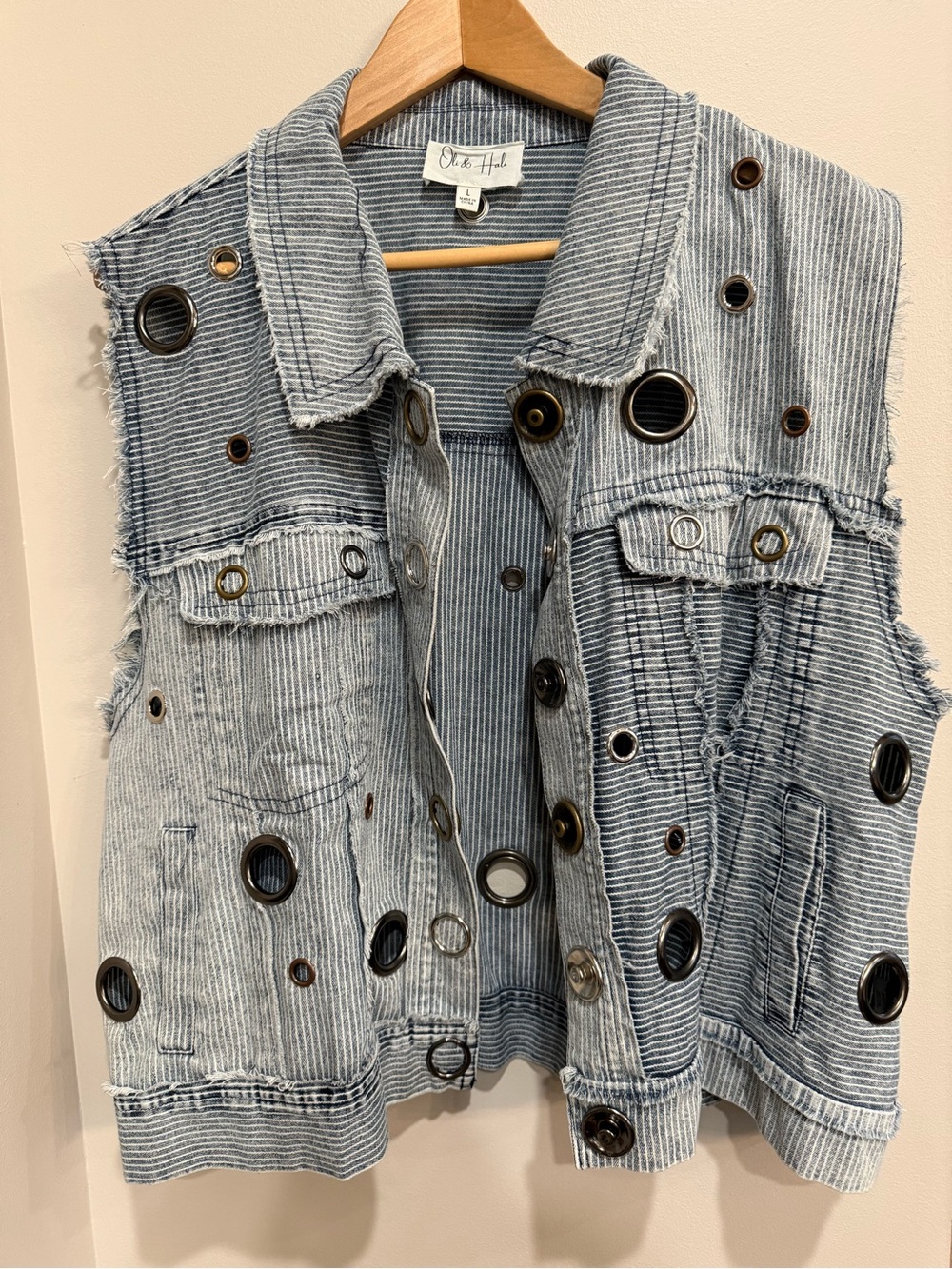 Oli & Hali Blue and White Striped denim vest